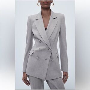 Zara Grey Double Breasted Blazer